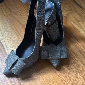 H&M Textured Gray Heels with Bow